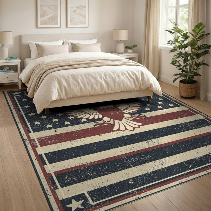 Multi-color and Patterns Distressed Eagle Flag Area Rug