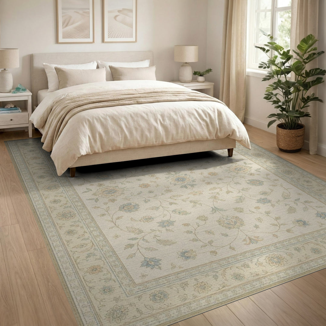 Beige Floral Vintage Area Rug