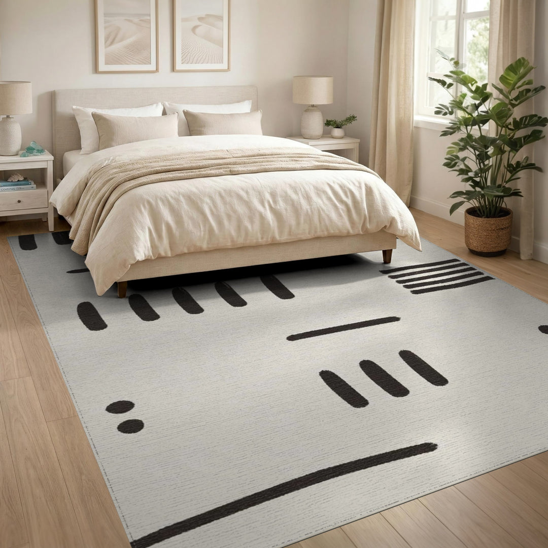 Abstract Black Lines Area Rug