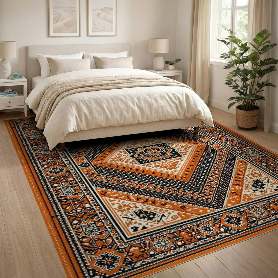 Orange Southwestern Diamond Southwestern Area Rug