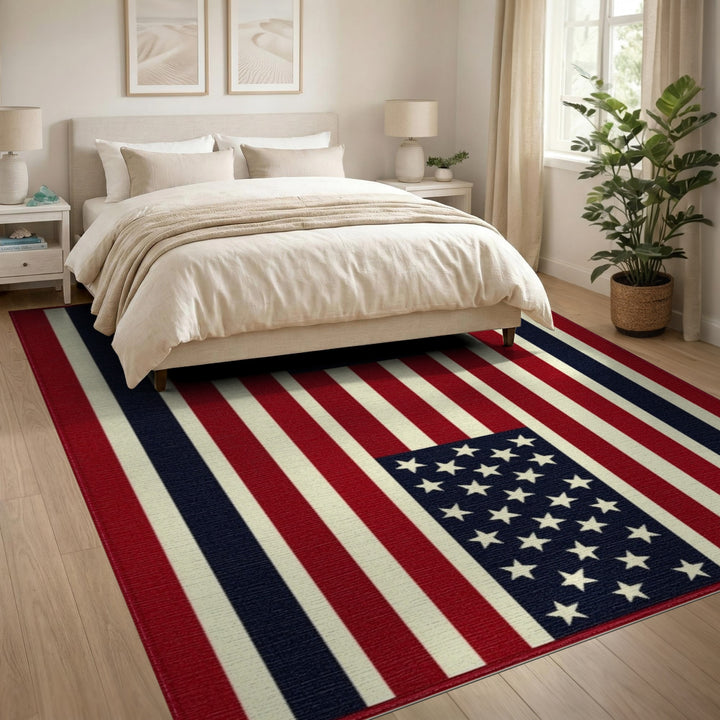 Patriotic Multi-color and Patterns Patriotic Stars and Stripes Area Rug