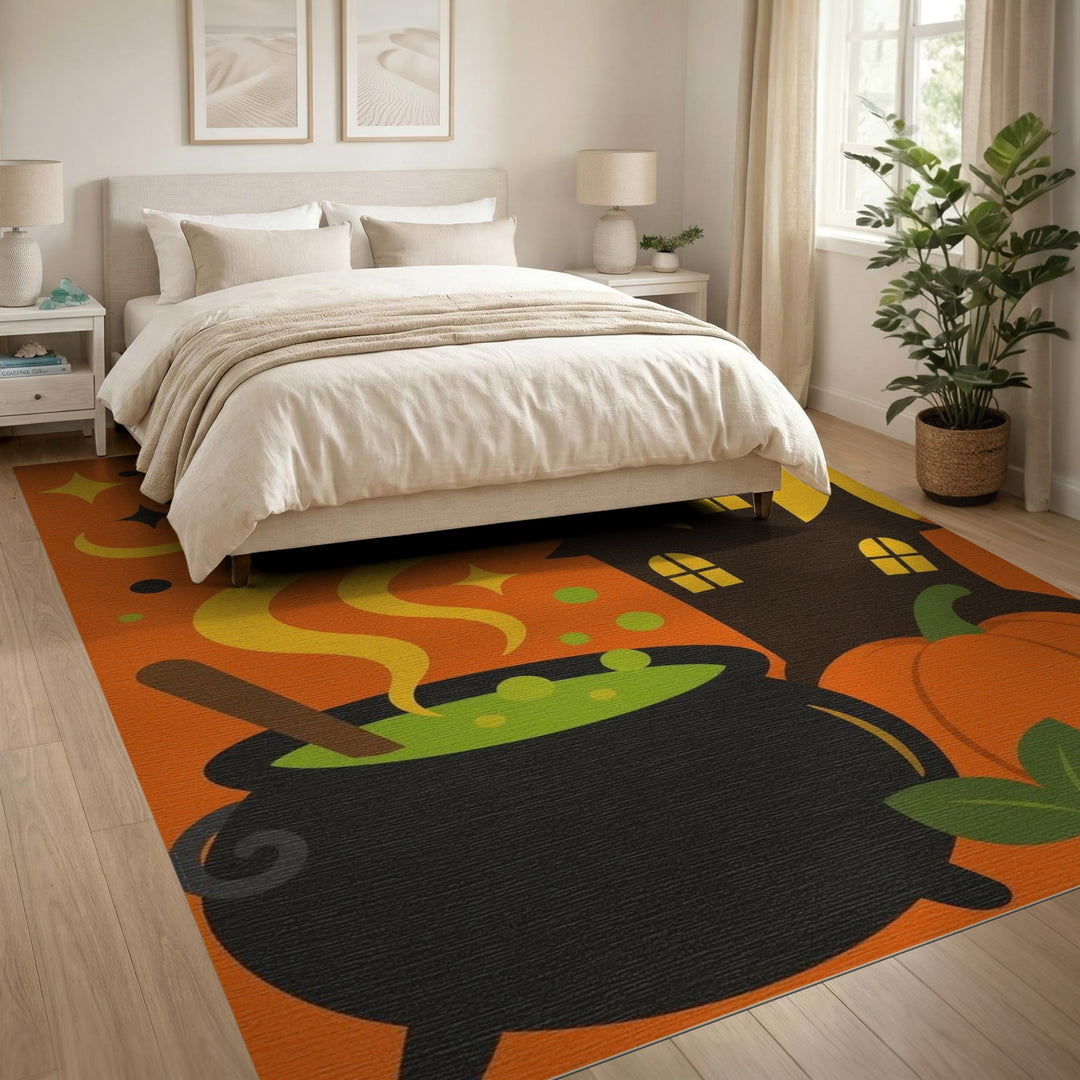 Halloween Cauldron Pumpkin Kids Rug