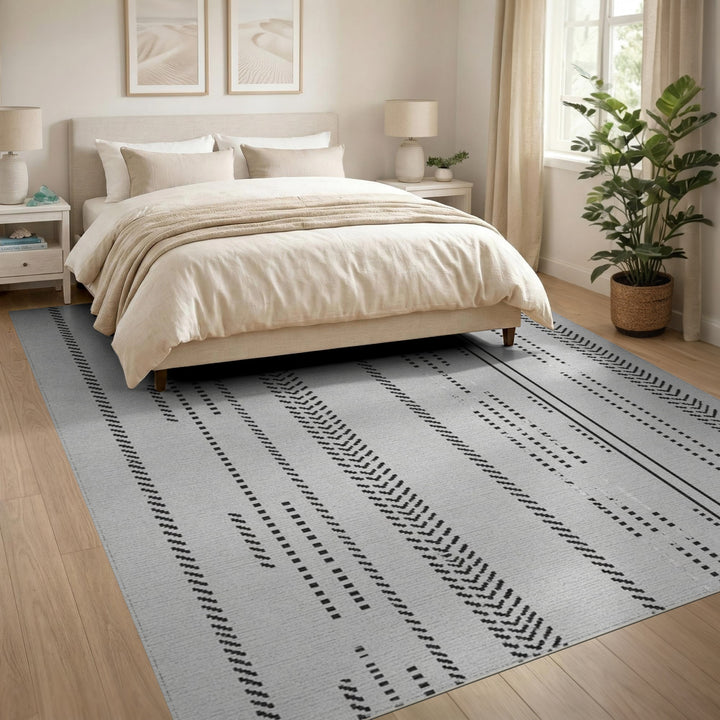 Black and White Geometric Modern Black White Geometric Chevron Area Rug