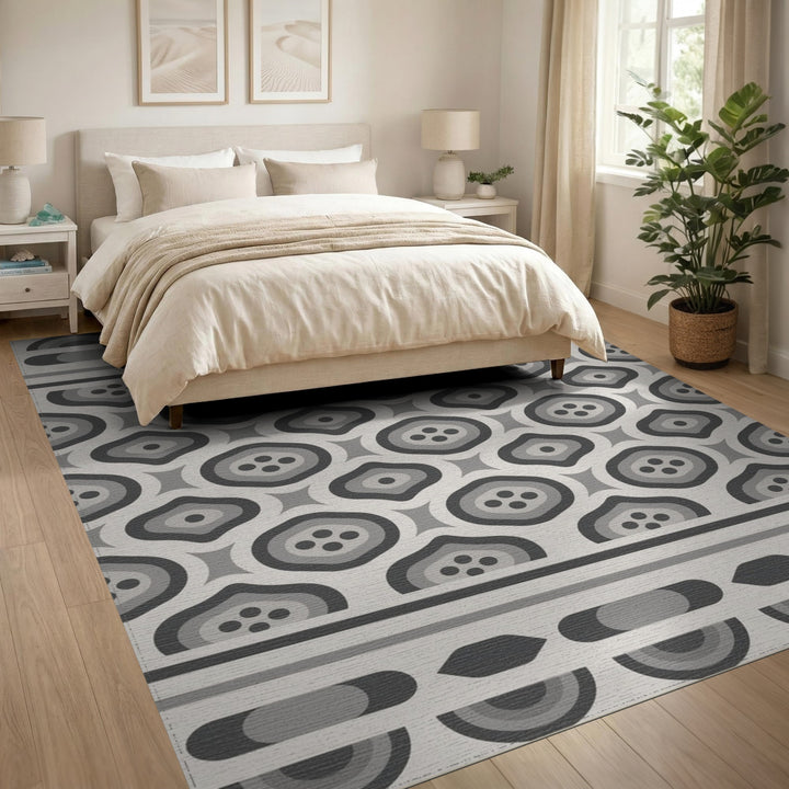 Grey Geometric Modern Area Rug