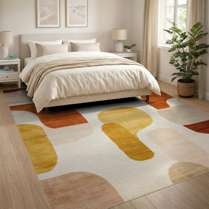Abstract Brown Tan Area Rug