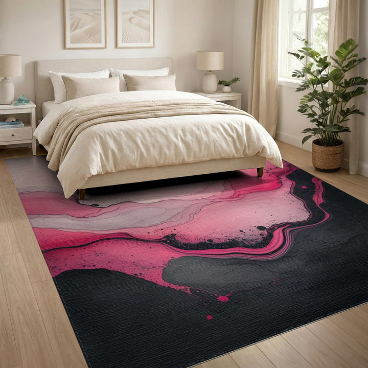 Pink Abstract Fluid Area Rug