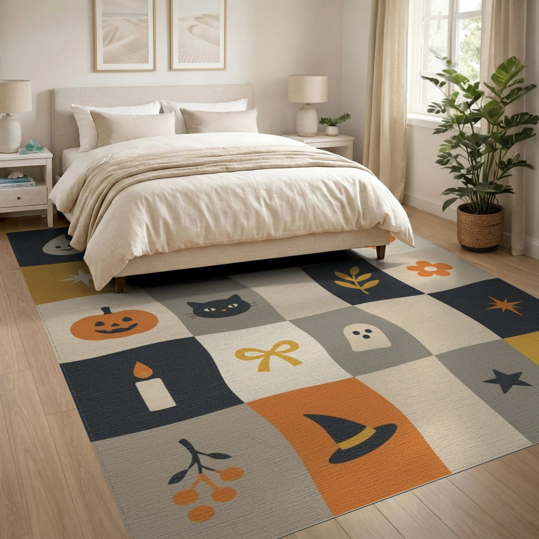 Halloween Icons Multi-Color Kids Area Rug