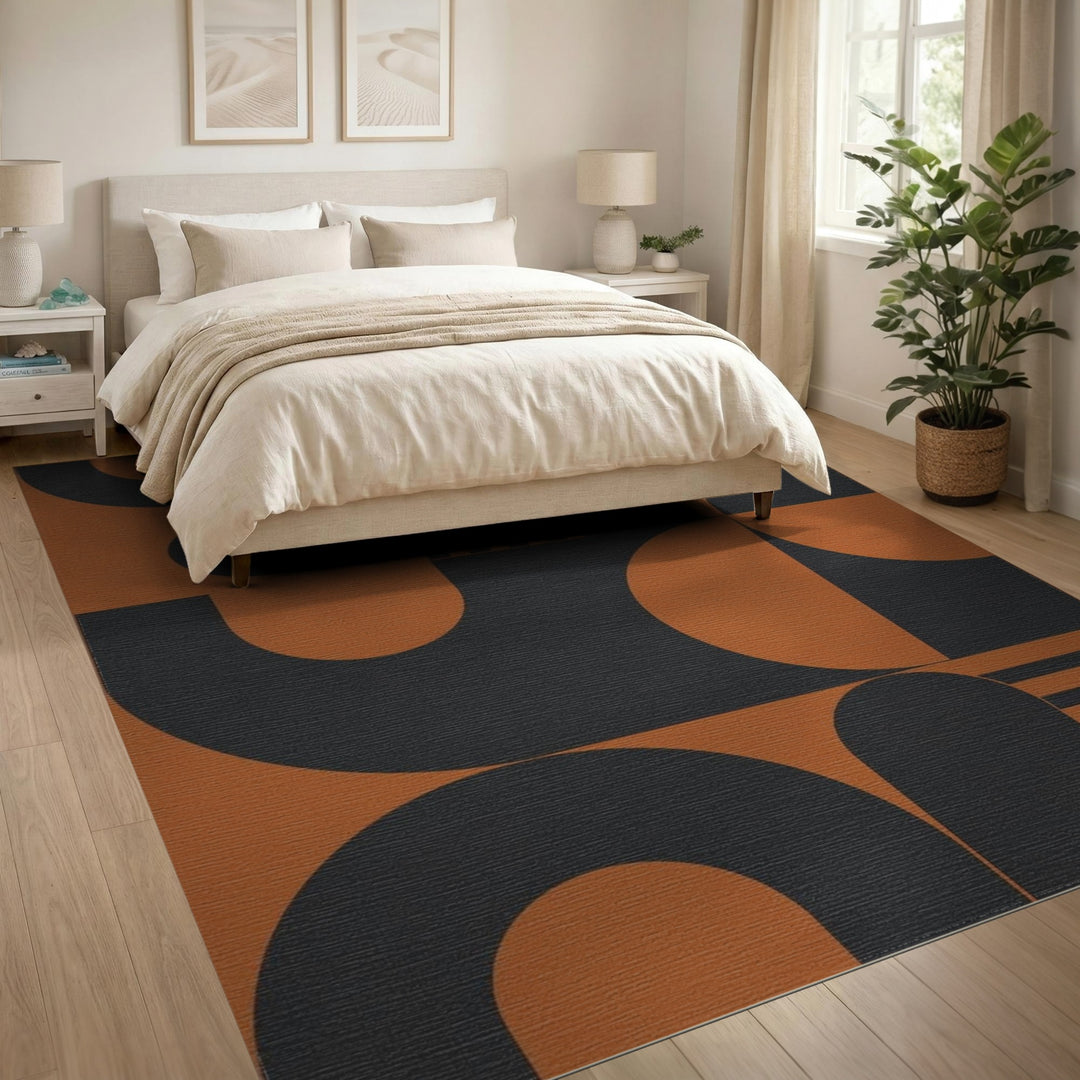 Orange Geometric Modern Area Rug