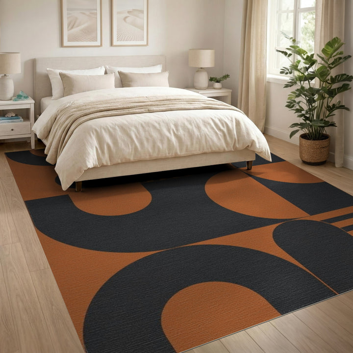 Orange Geometric Modern Area Rug