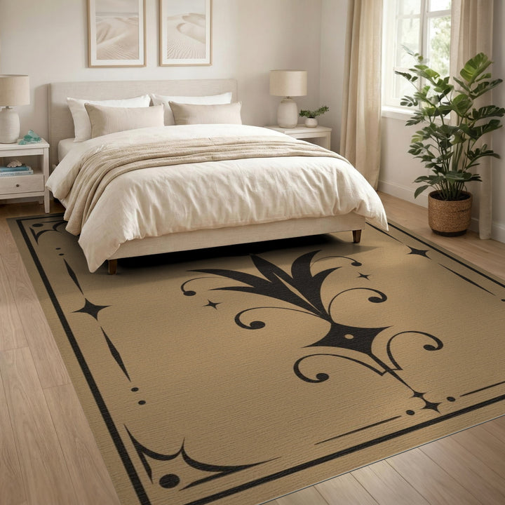 Crescent Moon Floral Tan Area Rug