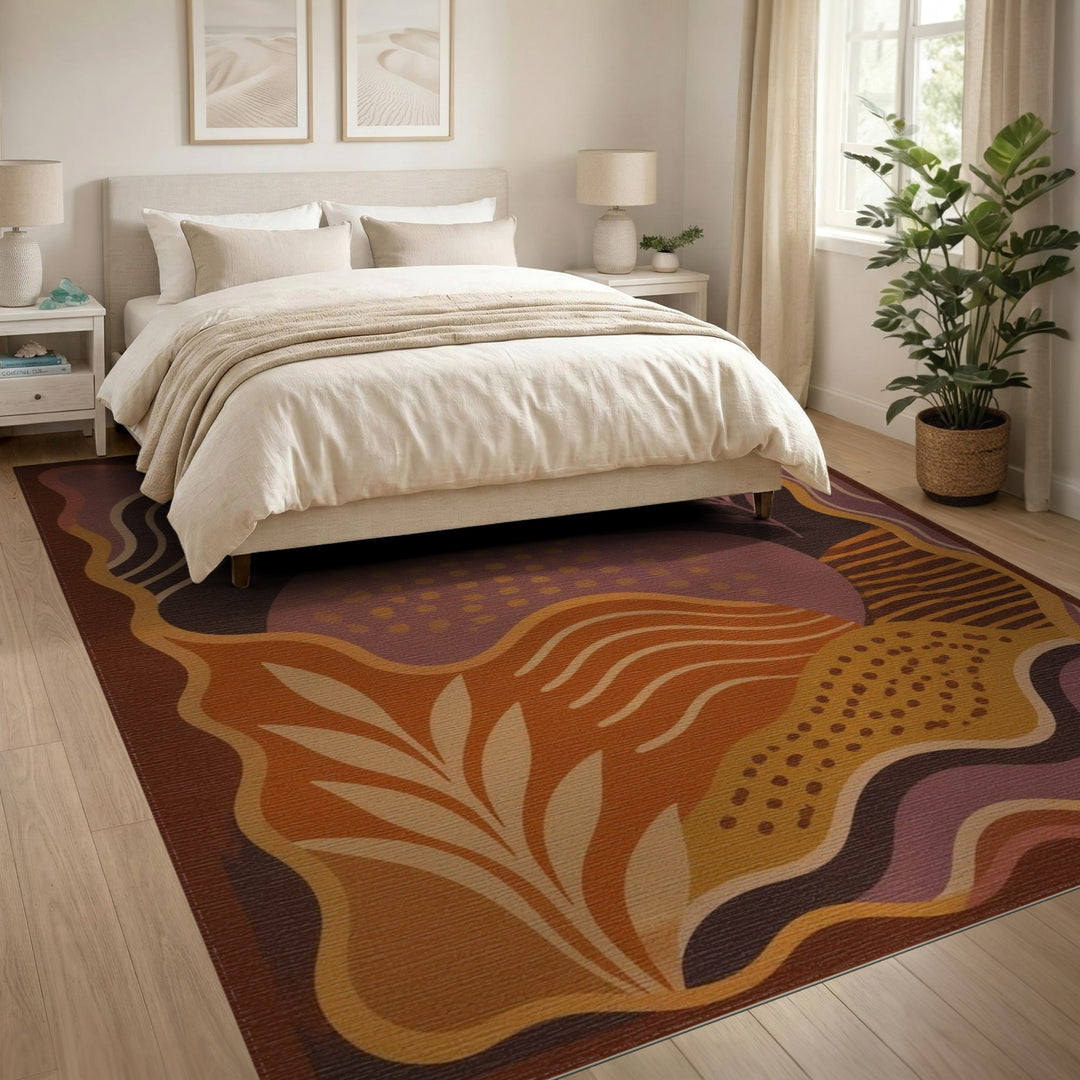 Abstract Orange Sunset Area Rug