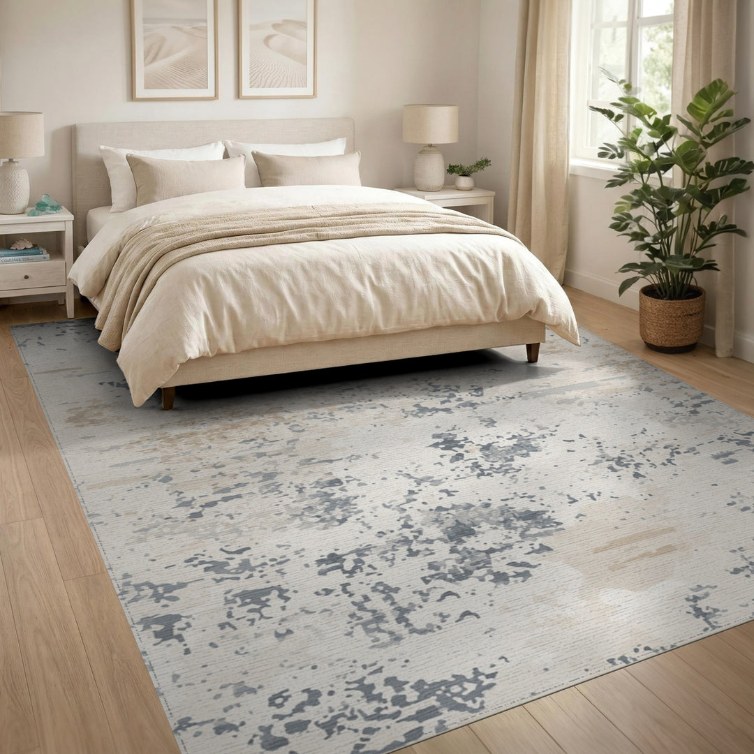 Neutral Beige Abstract Area Rug