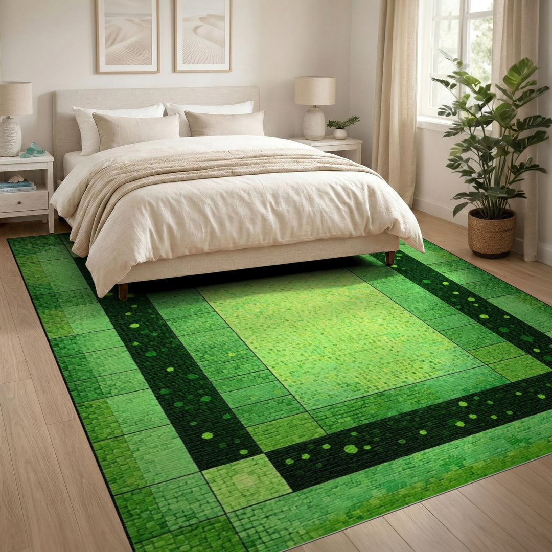 Geometric Modern Green Geometric Mosaic Area Rug