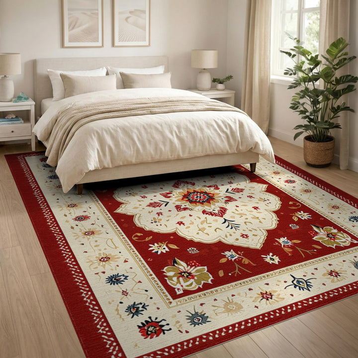 Red Persian Medallion Area Rug