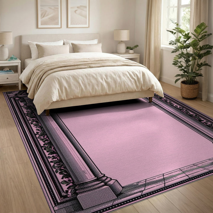 Pink Heart Arch Floral Vintage Area Rug