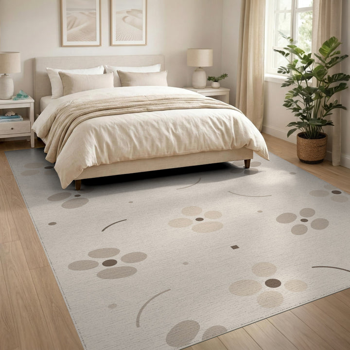 Beige Neutral Abstract Area Rug