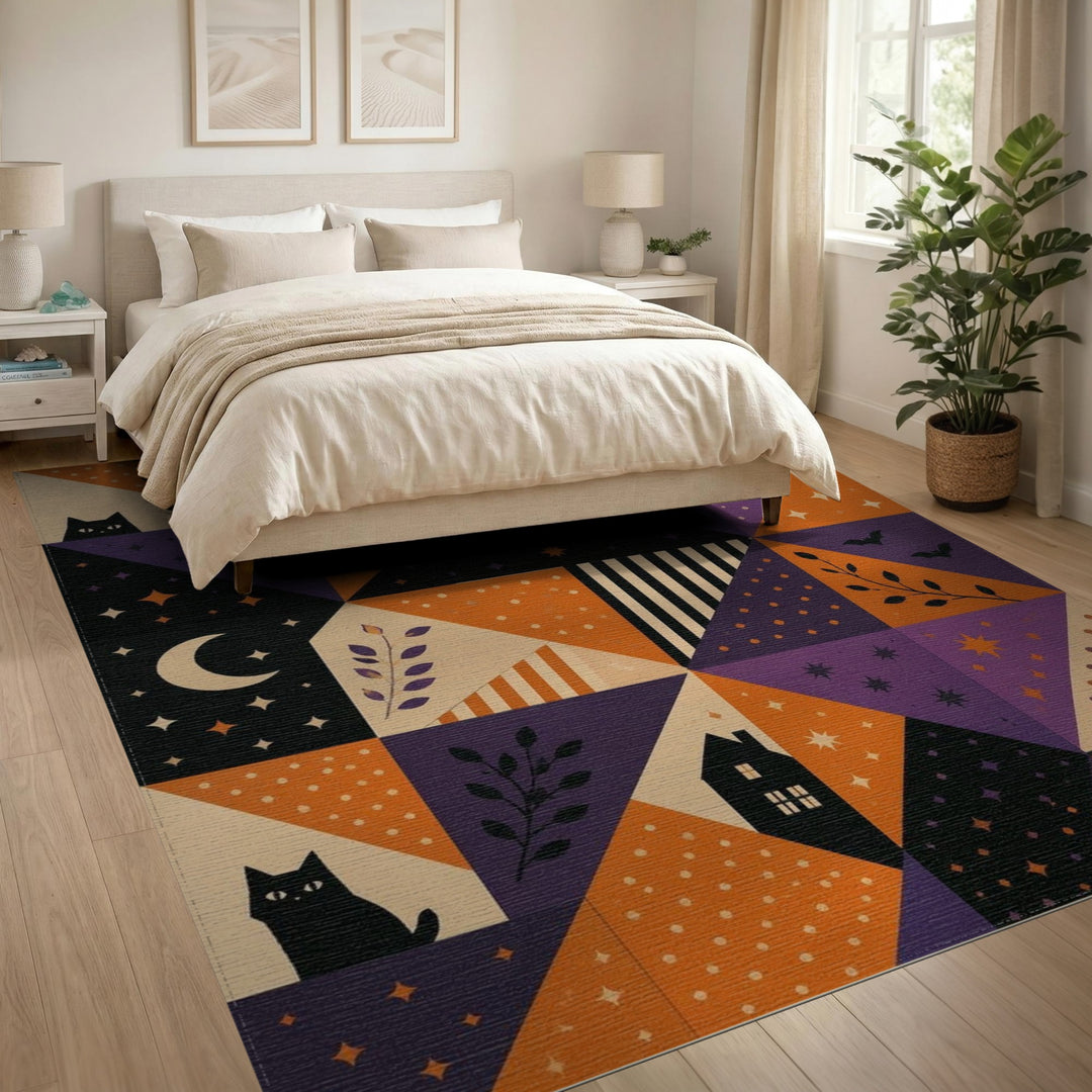 Multi-color and Patterns Halloween Geometric Patchwork Area Rug