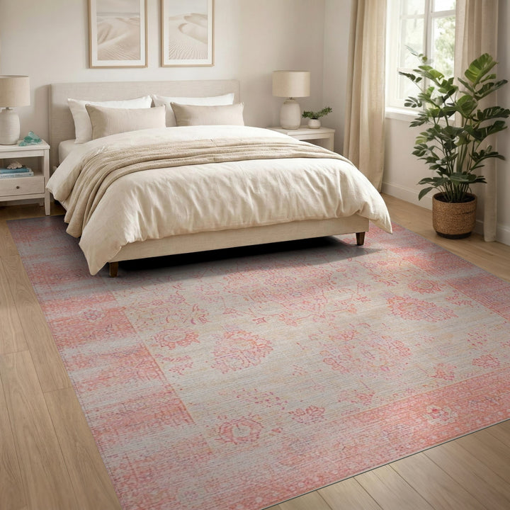 Distressed Vintage Blush Pink Distressed Vintage Area Rug