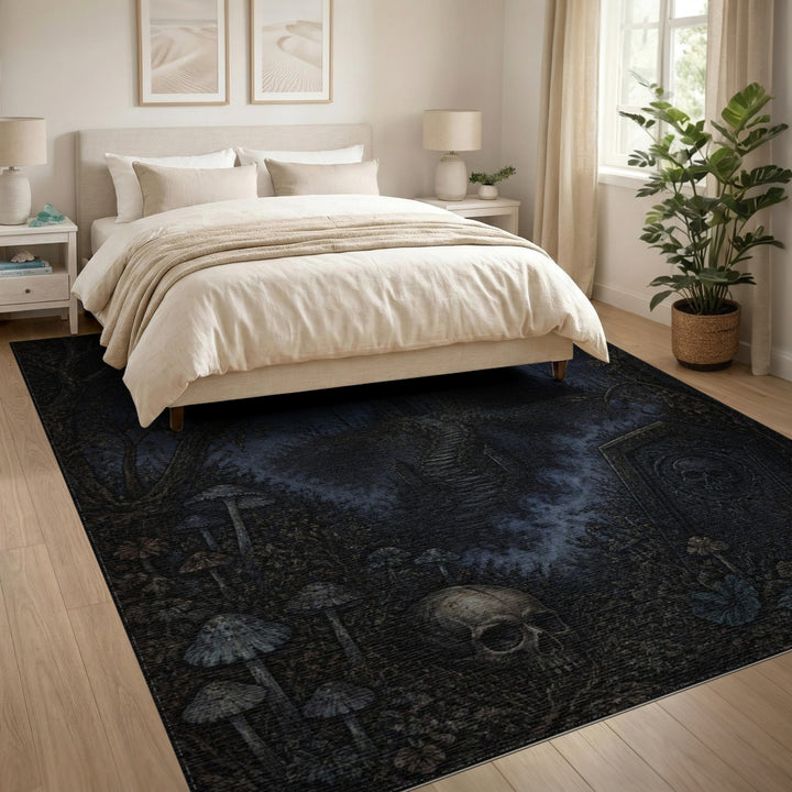 Gothic Castle Skull Distressed Area Rug