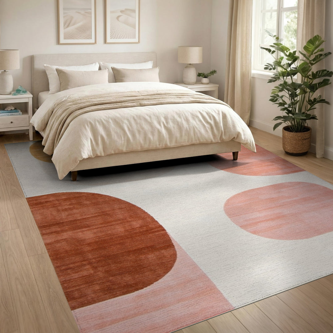 Abstract Brown Shapes Area Rug