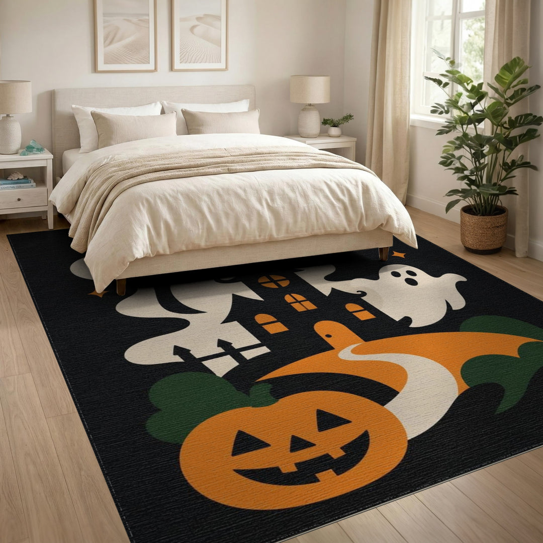 Multi-color and Patterns Haunted House Halloween Area Rug