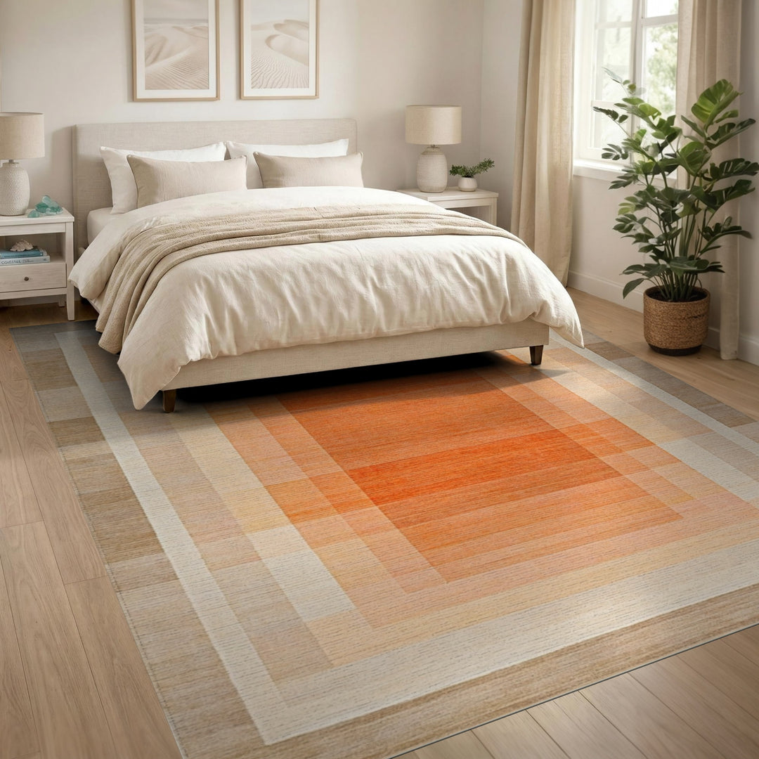 Orange Geometric Gradient Area Rug
