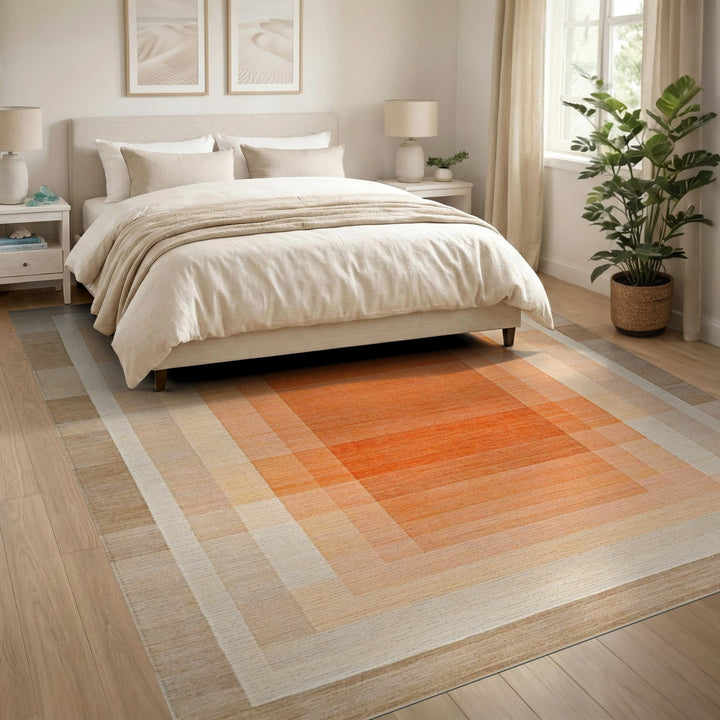 Orange Geometric Gradient Area Rug