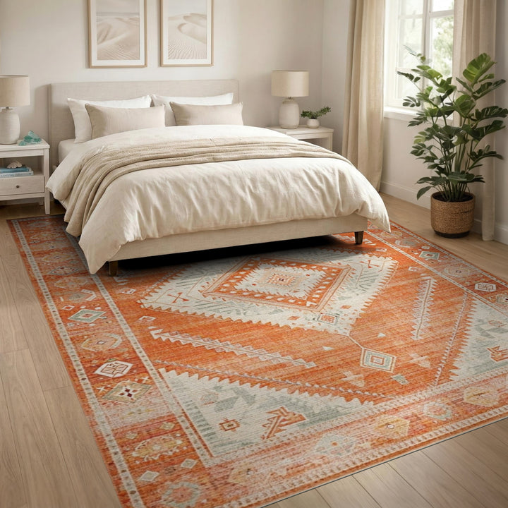 Orange Southwestern Geometric Area Rug