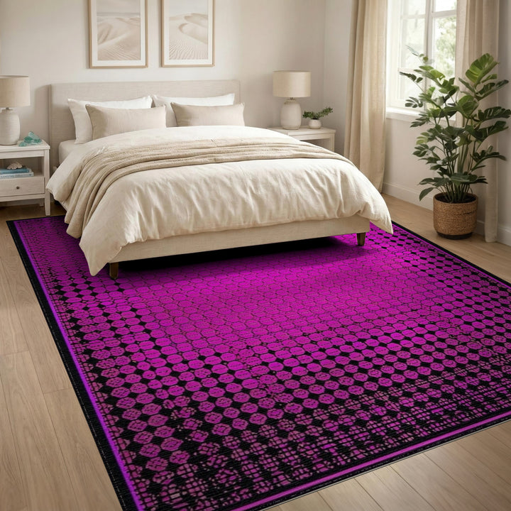 Pink Hexagon Geometric Area Rug