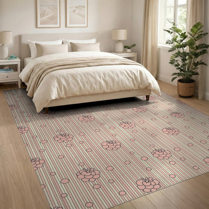 Pink Raspberry Fruit Area Rug