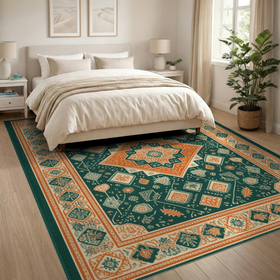 Green Geometric Heritage Area Rug