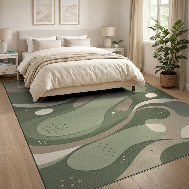 Organic Flow Green Abstract Area Rug