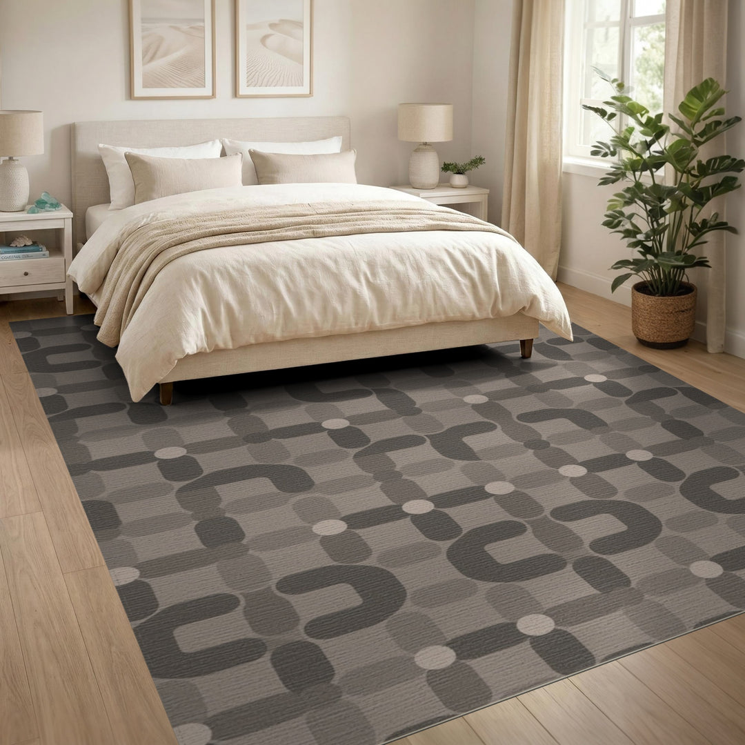 Grey Geometric Area Rug