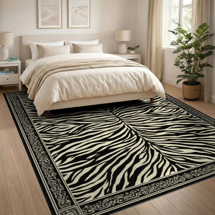 Black White Zebra Print Area Rug