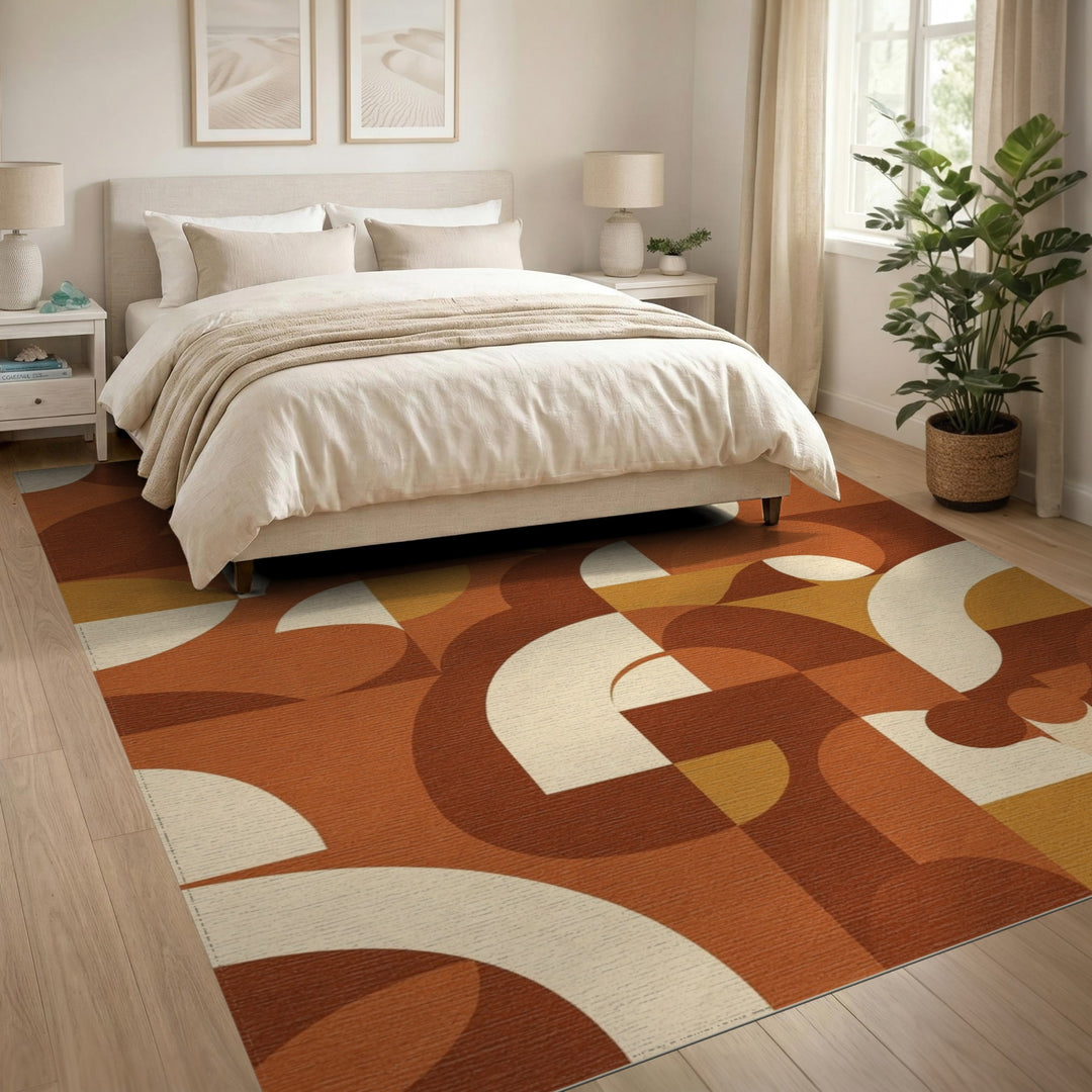 Geometric Modern Brown and Tan Bold Geometric Brown Area Rug