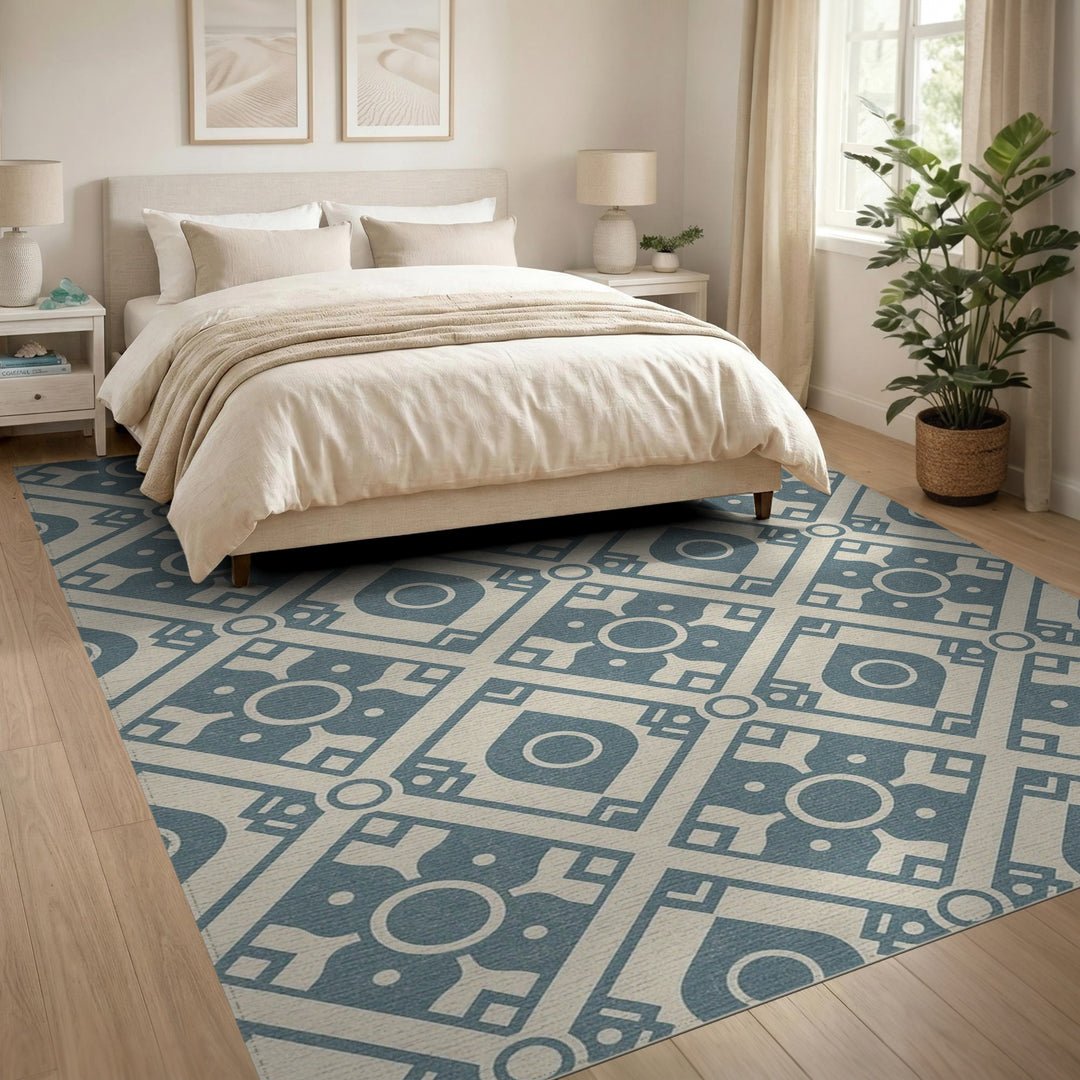 Teal Geometric Diamond Geometric Modern Area Rug