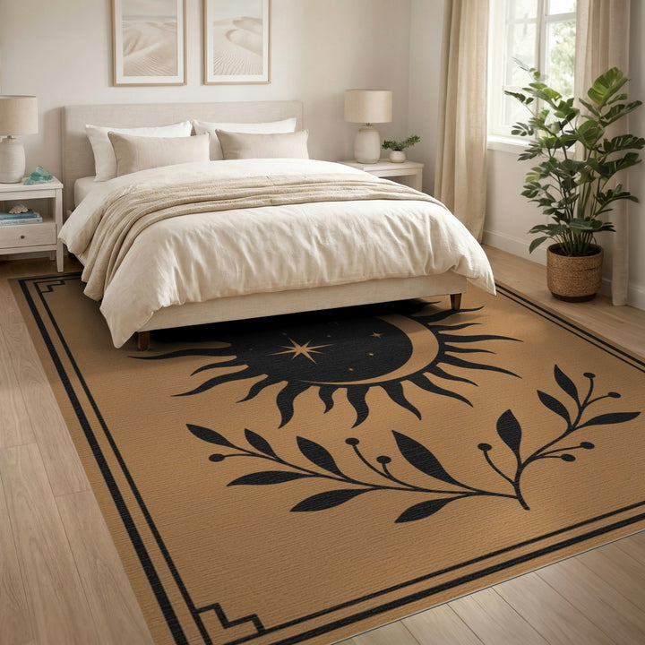 Celestial Sun Moon Brown Area Rug