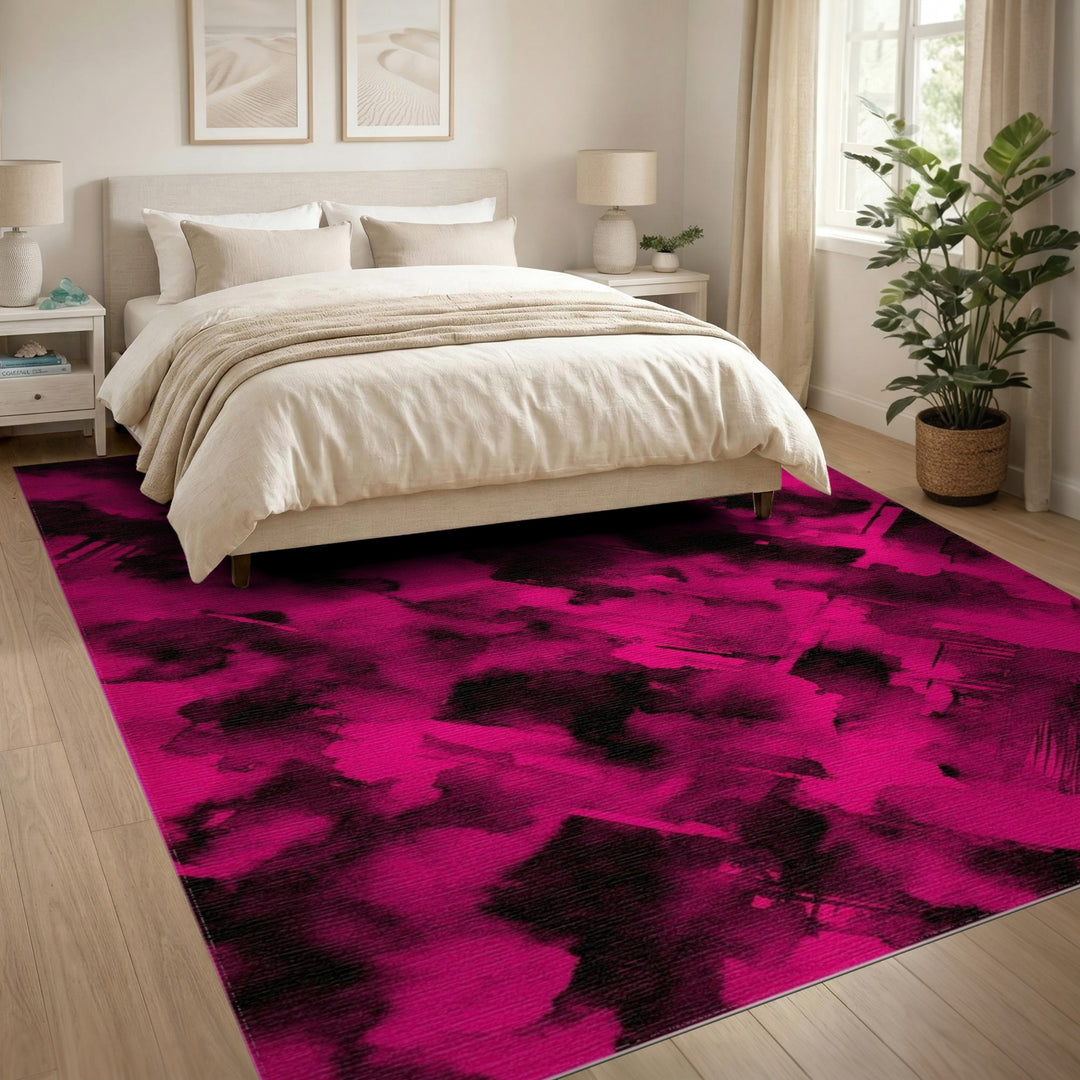 Abstract Area Vivid Pink Abstract Area Rug