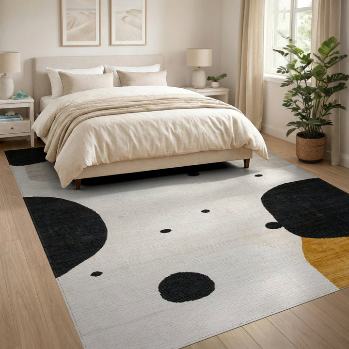 Black White Abstract Area Rug