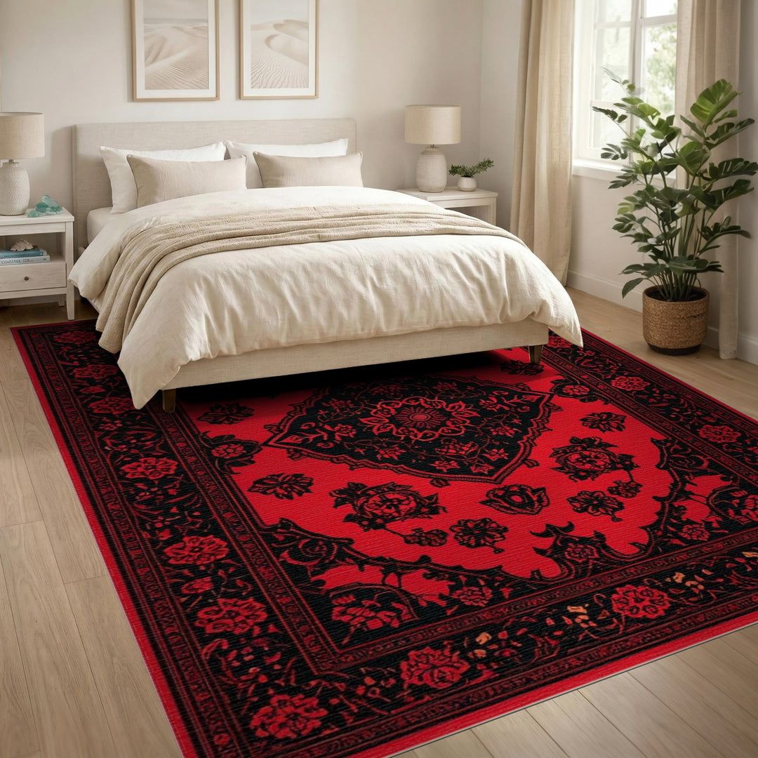 Red Medallion Red Persian Medallion Floral Area Rug