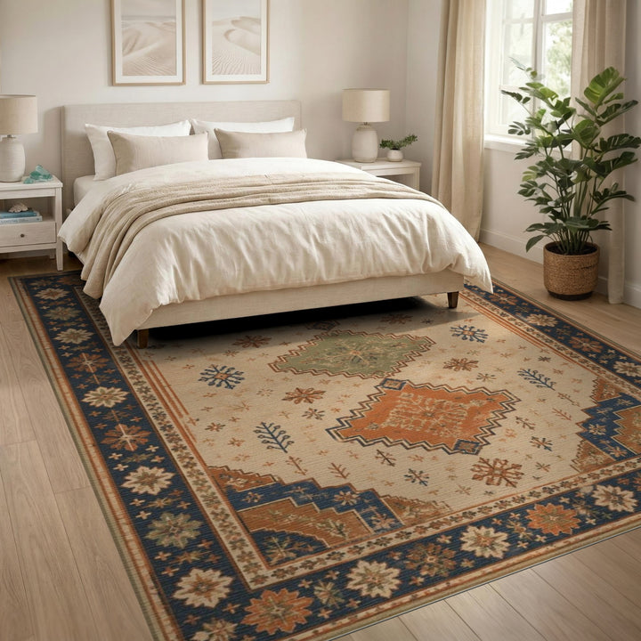 ODIKA Beige Heritage Tribal Area Rug