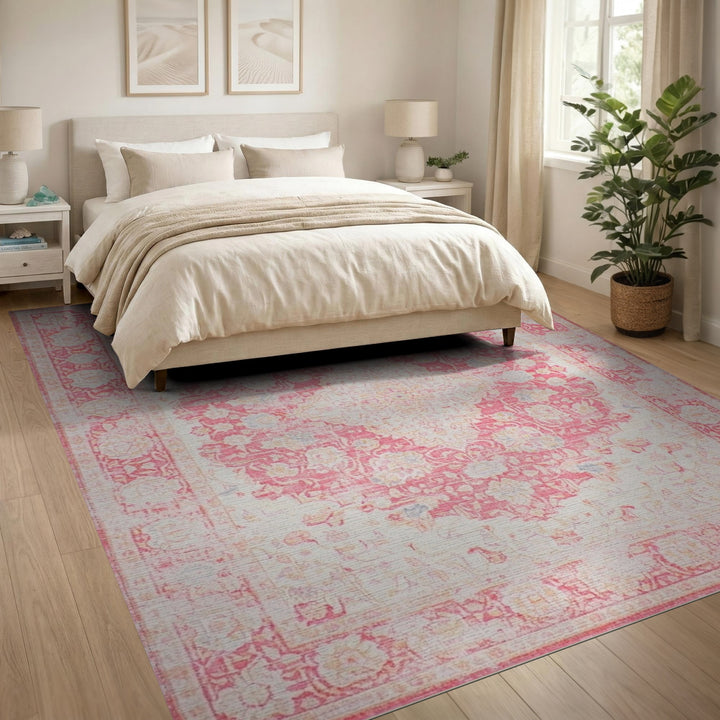 Pink Floral Vintage Area Rug