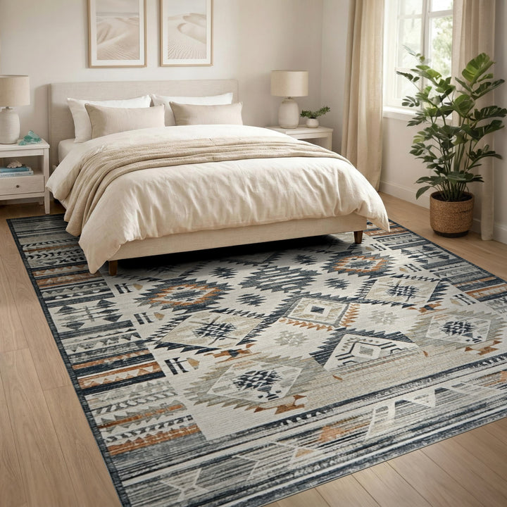 Beige Southwestern Geometric Area Rug
