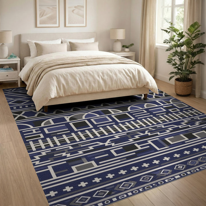 Blue Geometric Area Rug