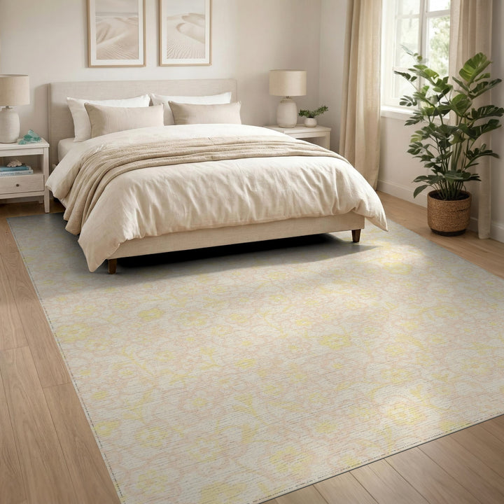 Beige Floral Vintage Area Rug