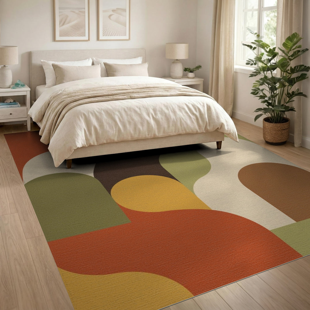 Warm Tone Geometric Area Rug