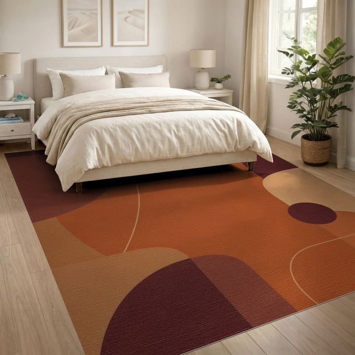 Orange Abstract Circle Area Rug