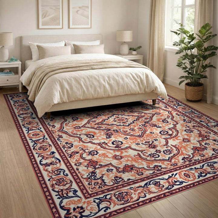Red Traditional Persian Medallion Area Rug