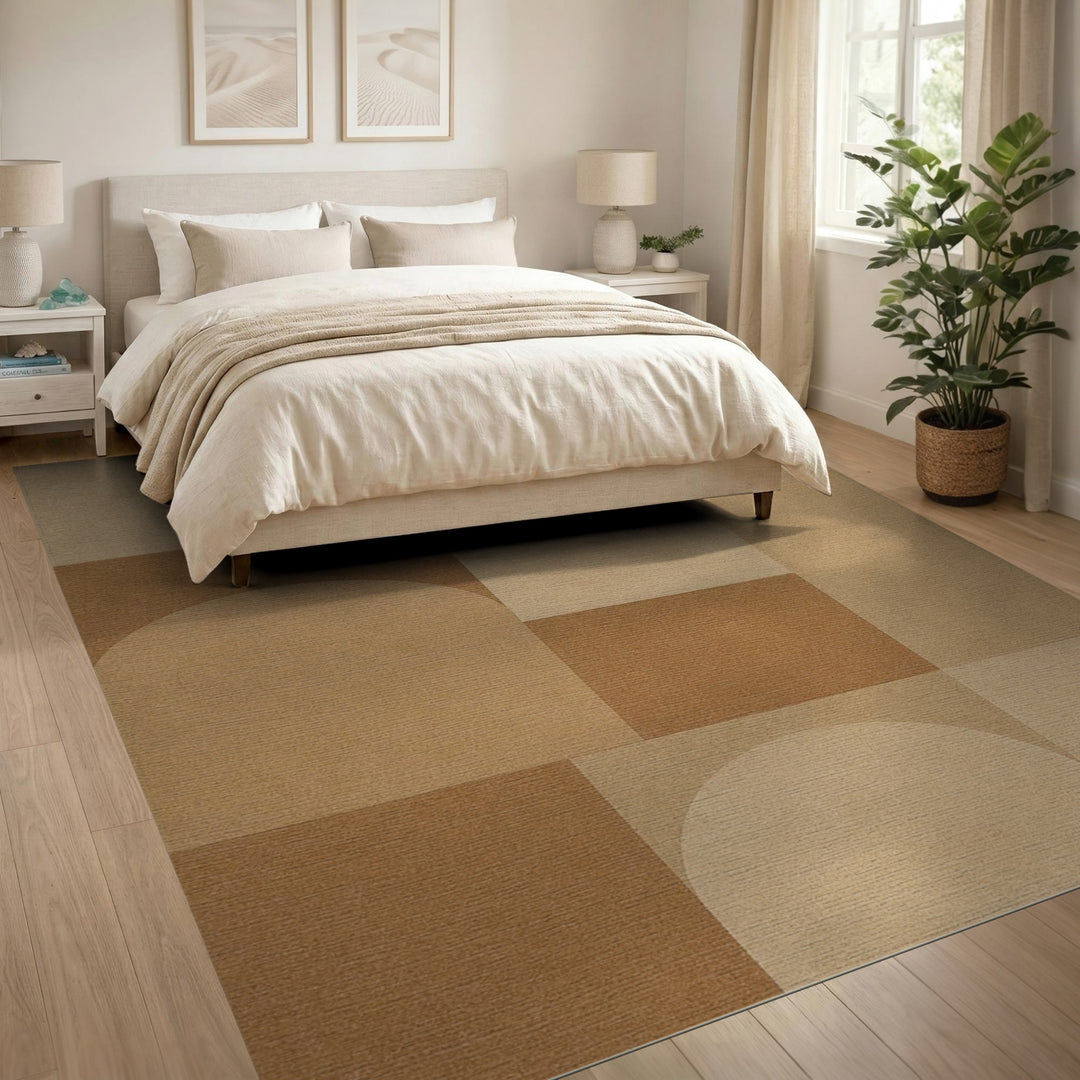 Geometric Brown Tan Area Rug