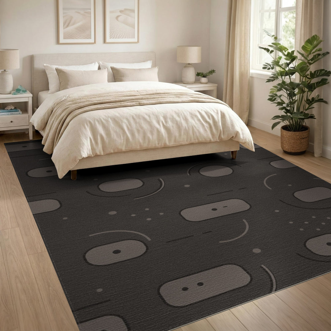 Grey Geometric Abstract Area Rug